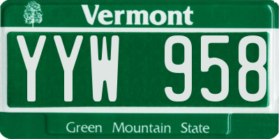 VT license plate YYW958