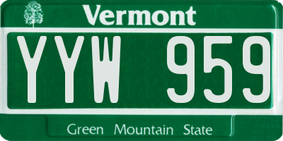 VT license plate YYW959