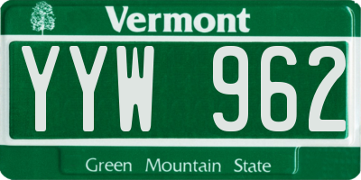 VT license plate YYW962