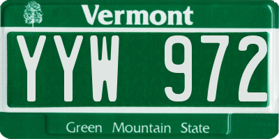 VT license plate YYW972
