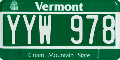 VT license plate YYW978