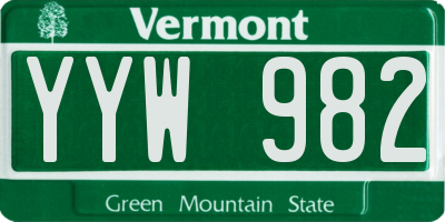 VT license plate YYW982