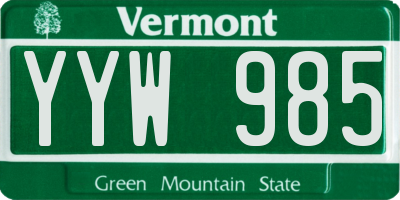 VT license plate YYW985