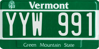 VT license plate YYW991