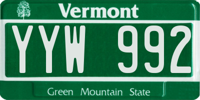VT license plate YYW992