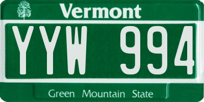 VT license plate YYW994