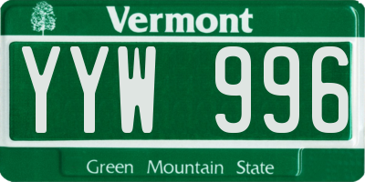 VT license plate YYW996
