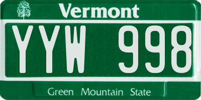 VT license plate YYW998