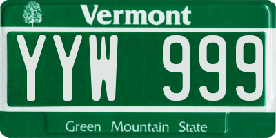 VT license plate YYW999