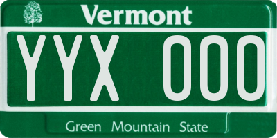 VT license plate YYX000