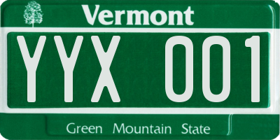 VT license plate YYX001