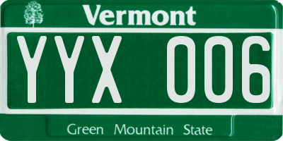 VT license plate YYX006