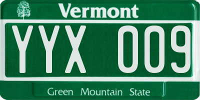 VT license plate YYX009