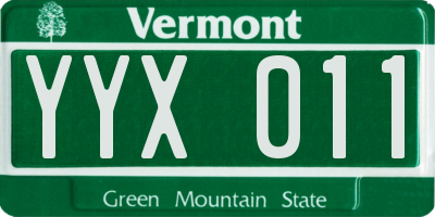 VT license plate YYX011