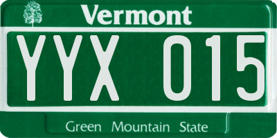 VT license plate YYX015