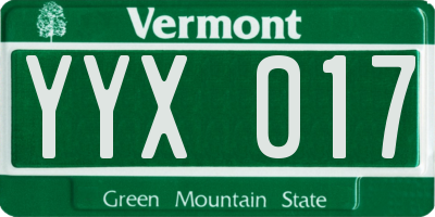 VT license plate YYX017