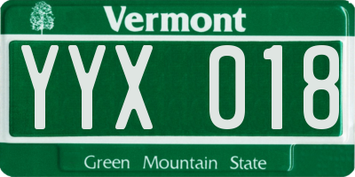 VT license plate YYX018