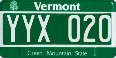 VT license plate YYX020