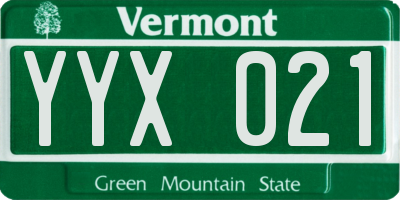 VT license plate YYX021