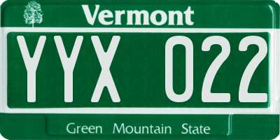 VT license plate YYX022