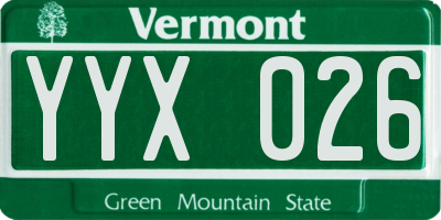 VT license plate YYX026