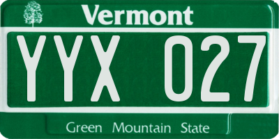 VT license plate YYX027