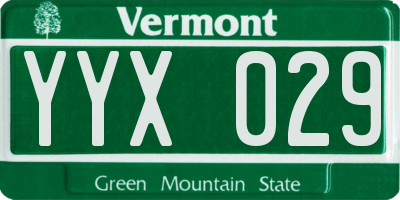 VT license plate YYX029