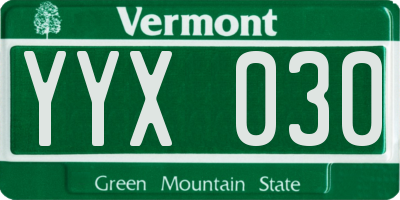 VT license plate YYX030