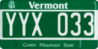 VT license plate YYX033