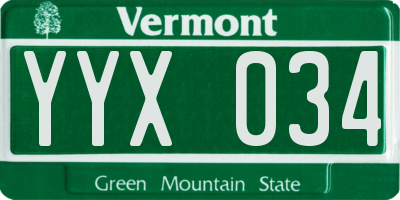 VT license plate YYX034