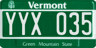 VT license plate YYX035