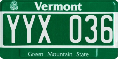 VT license plate YYX036