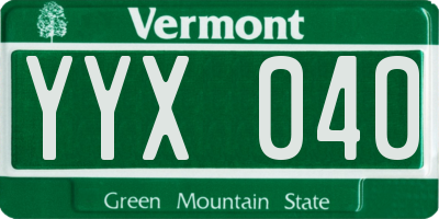 VT license plate YYX040