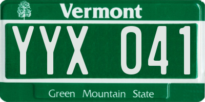 VT license plate YYX041