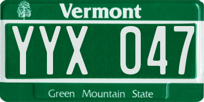 VT license plate YYX047