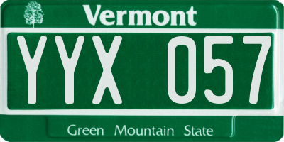 VT license plate YYX057