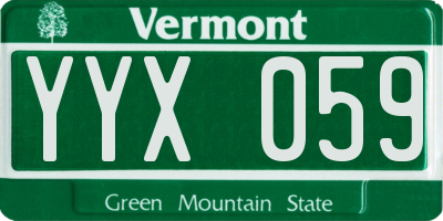 VT license plate YYX059