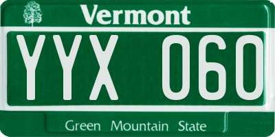 VT license plate YYX060