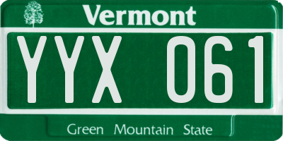 VT license plate YYX061
