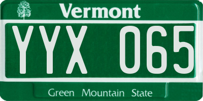 VT license plate YYX065