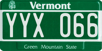 VT license plate YYX066