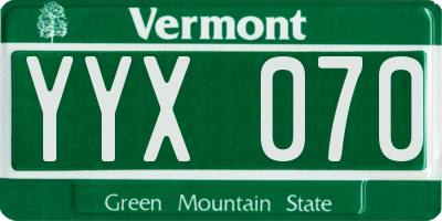 VT license plate YYX070