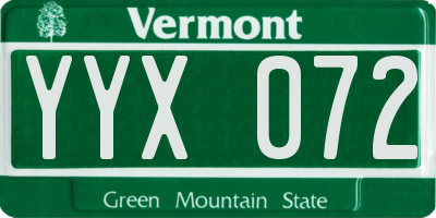 VT license plate YYX072