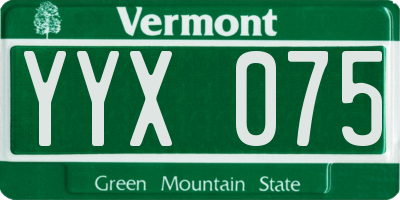 VT license plate YYX075
