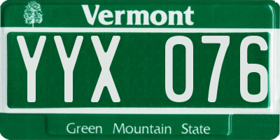 VT license plate YYX076