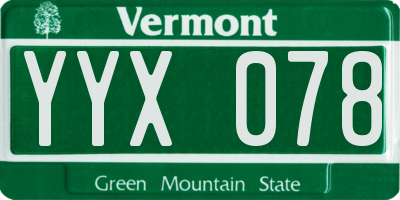 VT license plate YYX078
