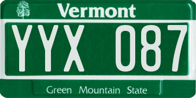 VT license plate YYX087