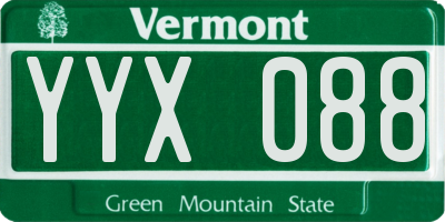 VT license plate YYX088