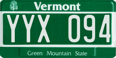 VT license plate YYX094