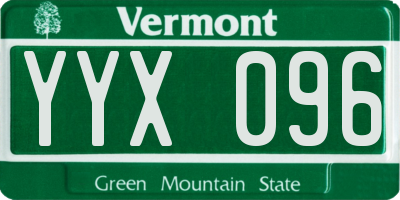 VT license plate YYX096